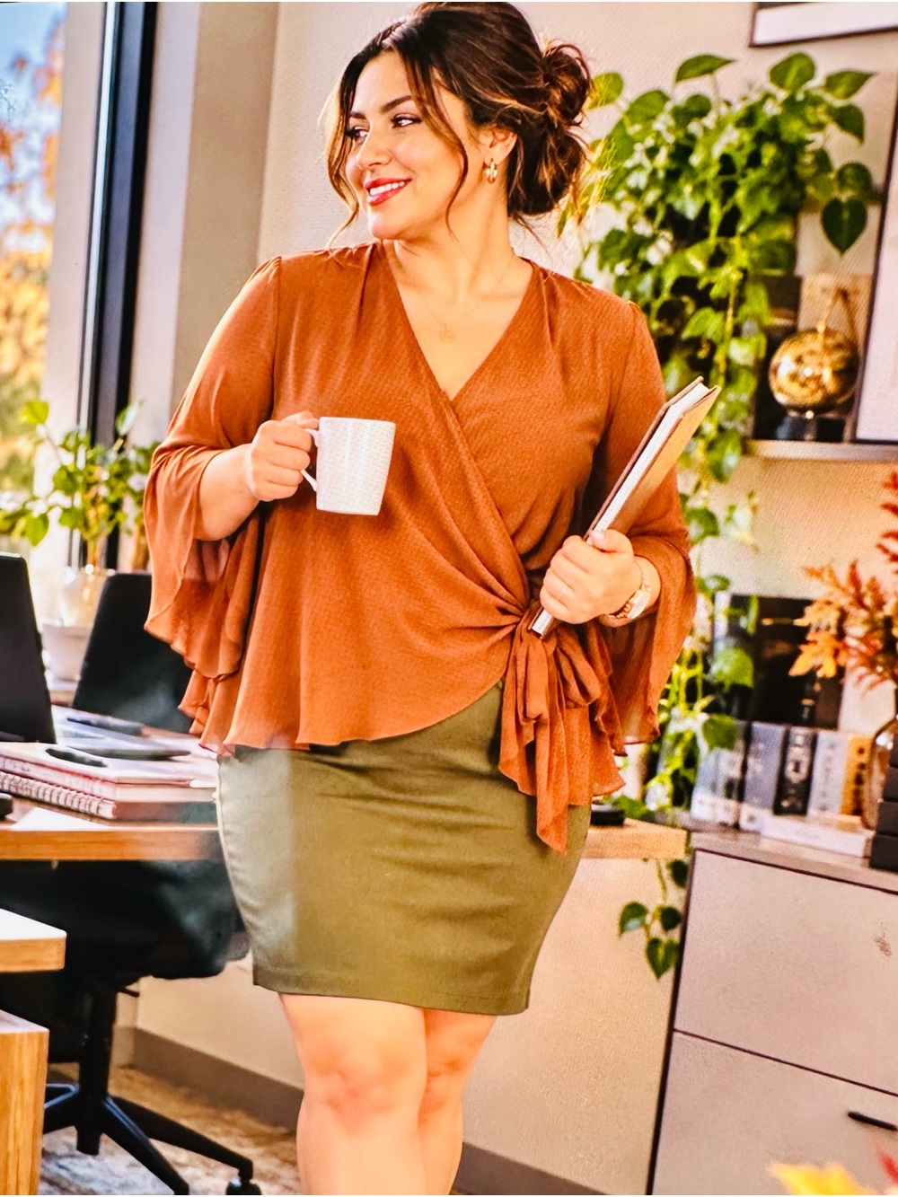 Elegant plus sport wear blouse chic and  light weight flattering